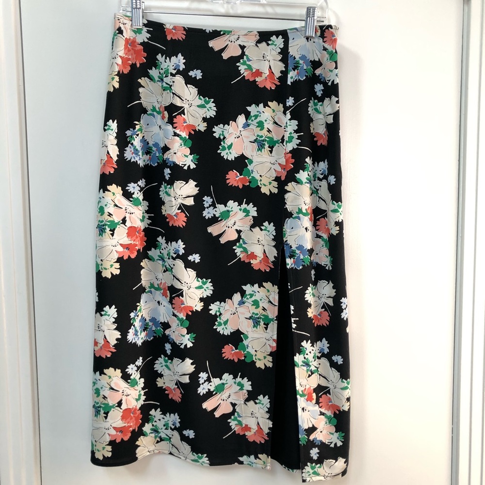 Abercrombie & Fitch Floral Black Midi Skirt